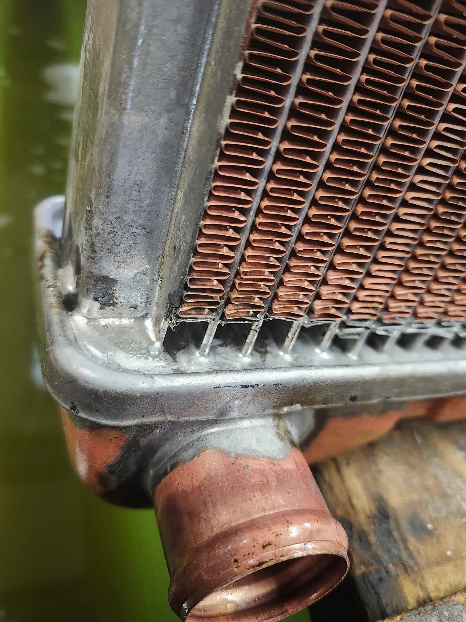 When we recore a radiator, we reinforce the corners