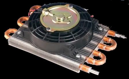 External transmission cooler with fan