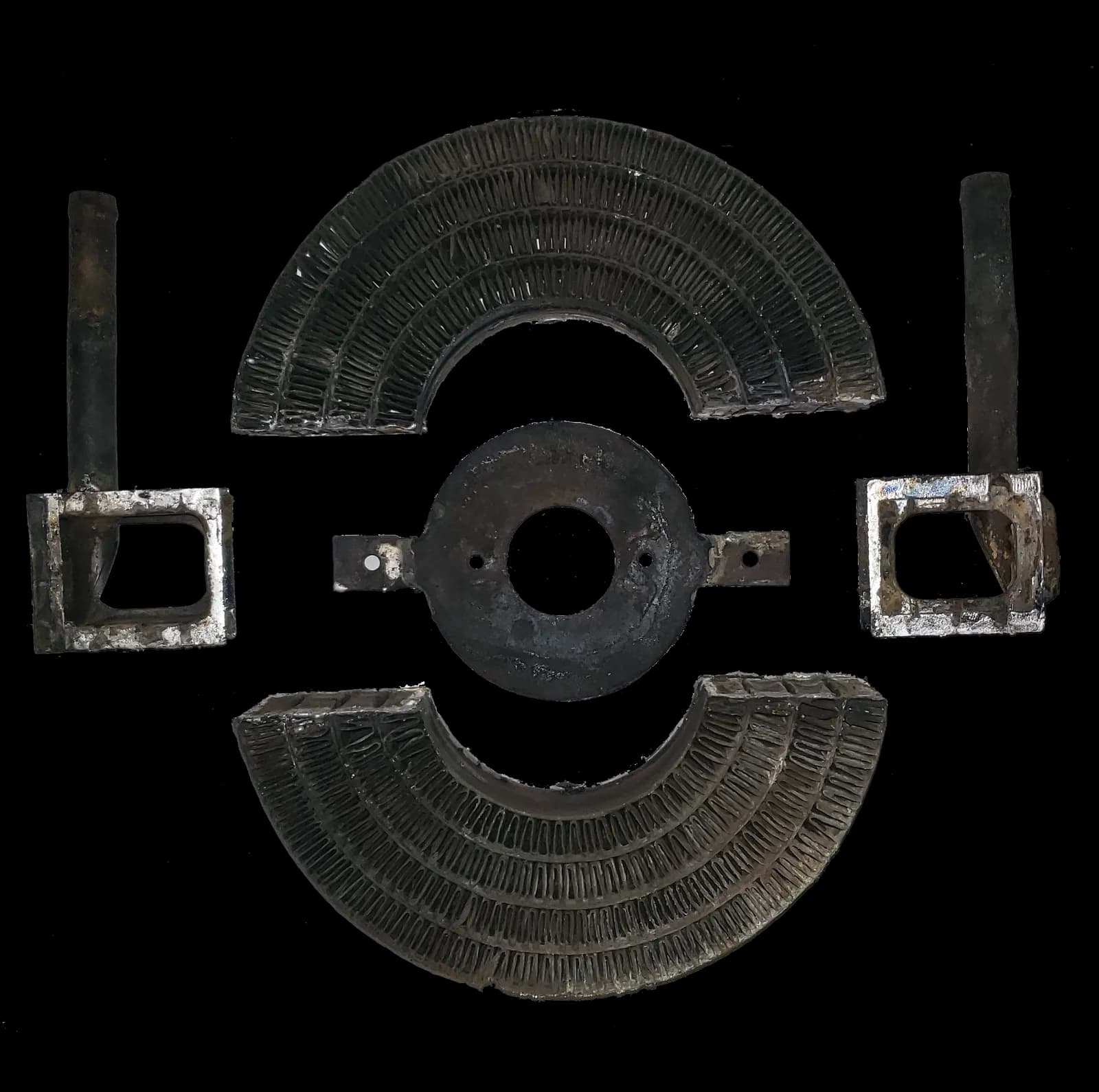 Round Chevy heater parts before recore