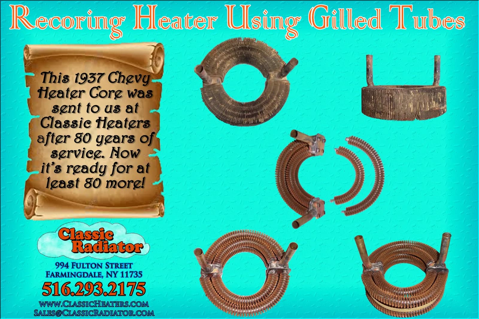 Round 1937 Chevrolet underseat heater core