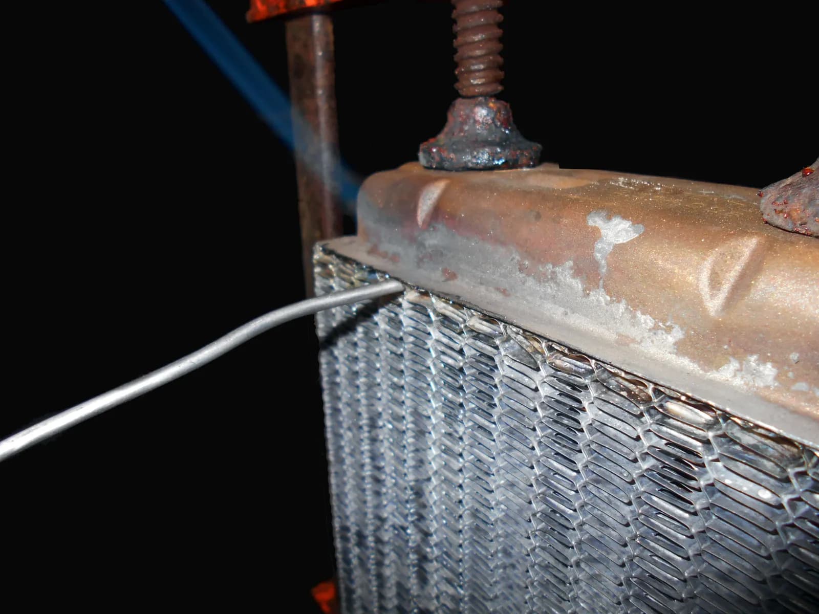 Soldering a heater core