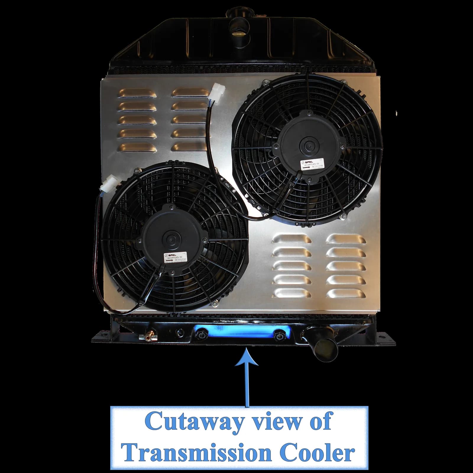 Cutaway view of an internal transmission cooler